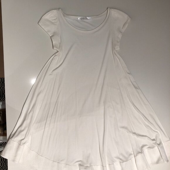 Kourbela Knitwear Scoop Neck Cap Sleeve Flowy Dress in White Size S - Picture 4 of 9